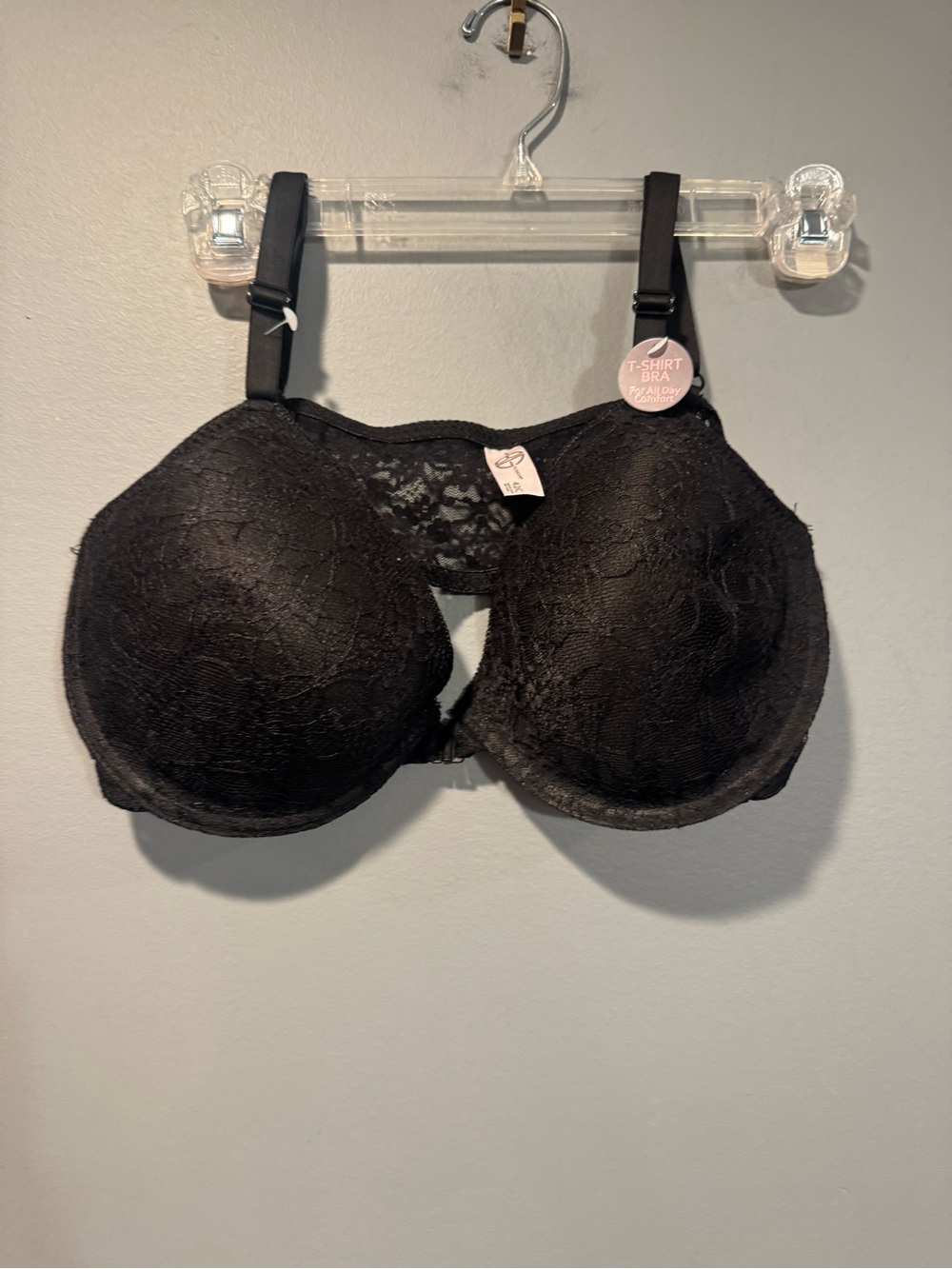 *Glamour Black Lace Full-Coverage T-Shirt Bra